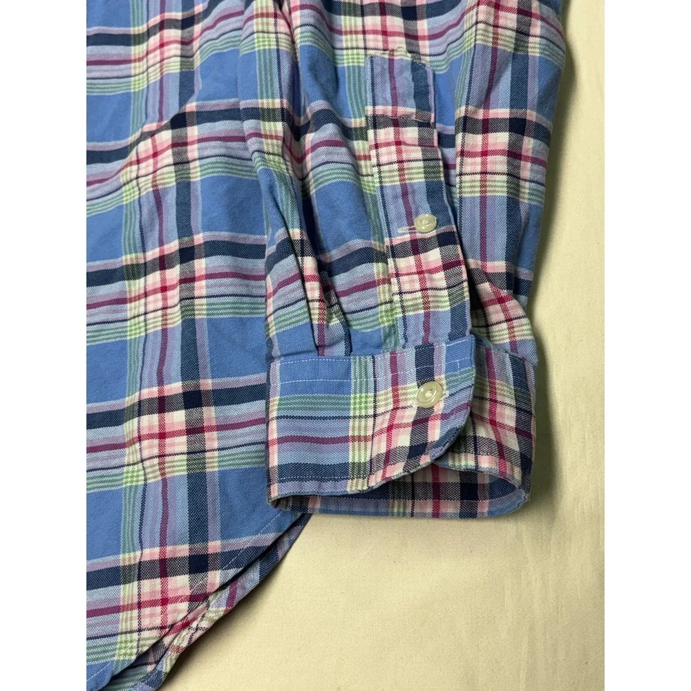 Ralph Lauren Mens XL Classic‎ Fit Plaid Button Down Shirt Blue Pink Multi Color